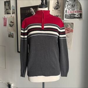 Vintage striped half zip up